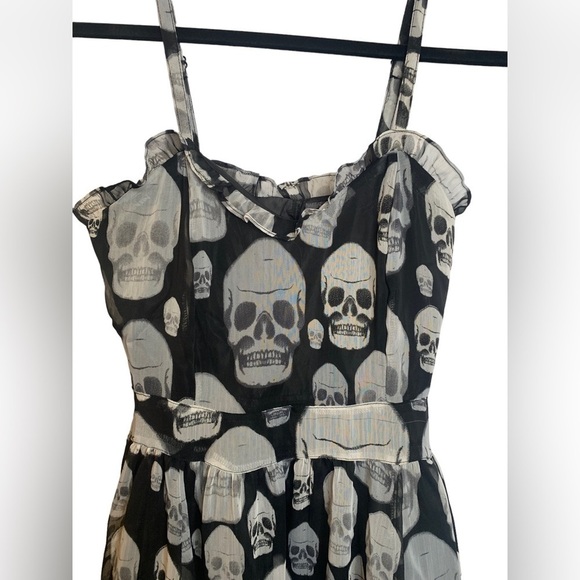 Tripp NYC Skull Grunge V Neck Black Gothic Lolita Baby Doll Dress Small - Picture 6 of 14